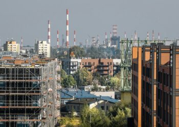 A view of a city from a tall building