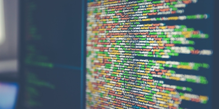 Colorful software or web code on a computer monitor