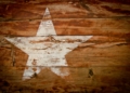 brown and white wooden star print board