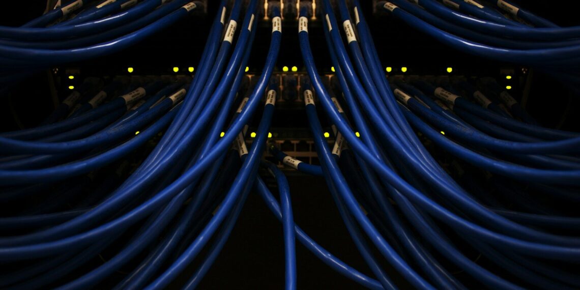 a bunch of blue wires connected to each other