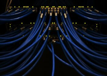 a bunch of blue wires connected to each other