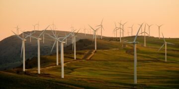 Wind turbines at sunrise