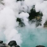 Steam from a hot spring