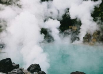 Steam from a hot spring