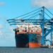 Container ship at a port