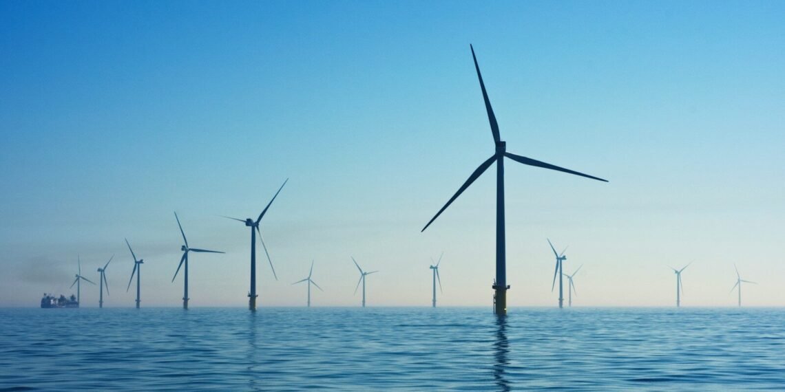 Offshore wind turbines at sea