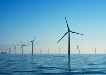 Offshore wind turbines at sea